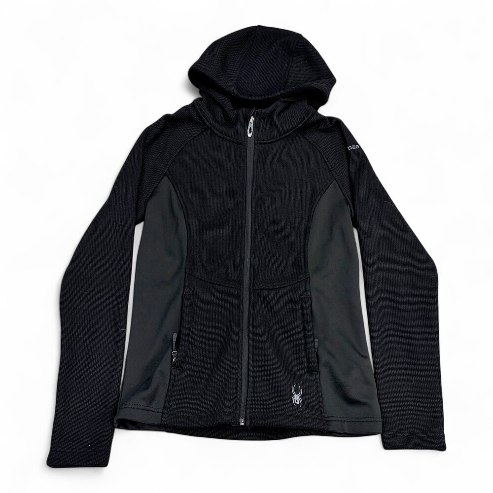 Spyder Women's Black Full-Zip‎ Hooded Fleece Jacket M